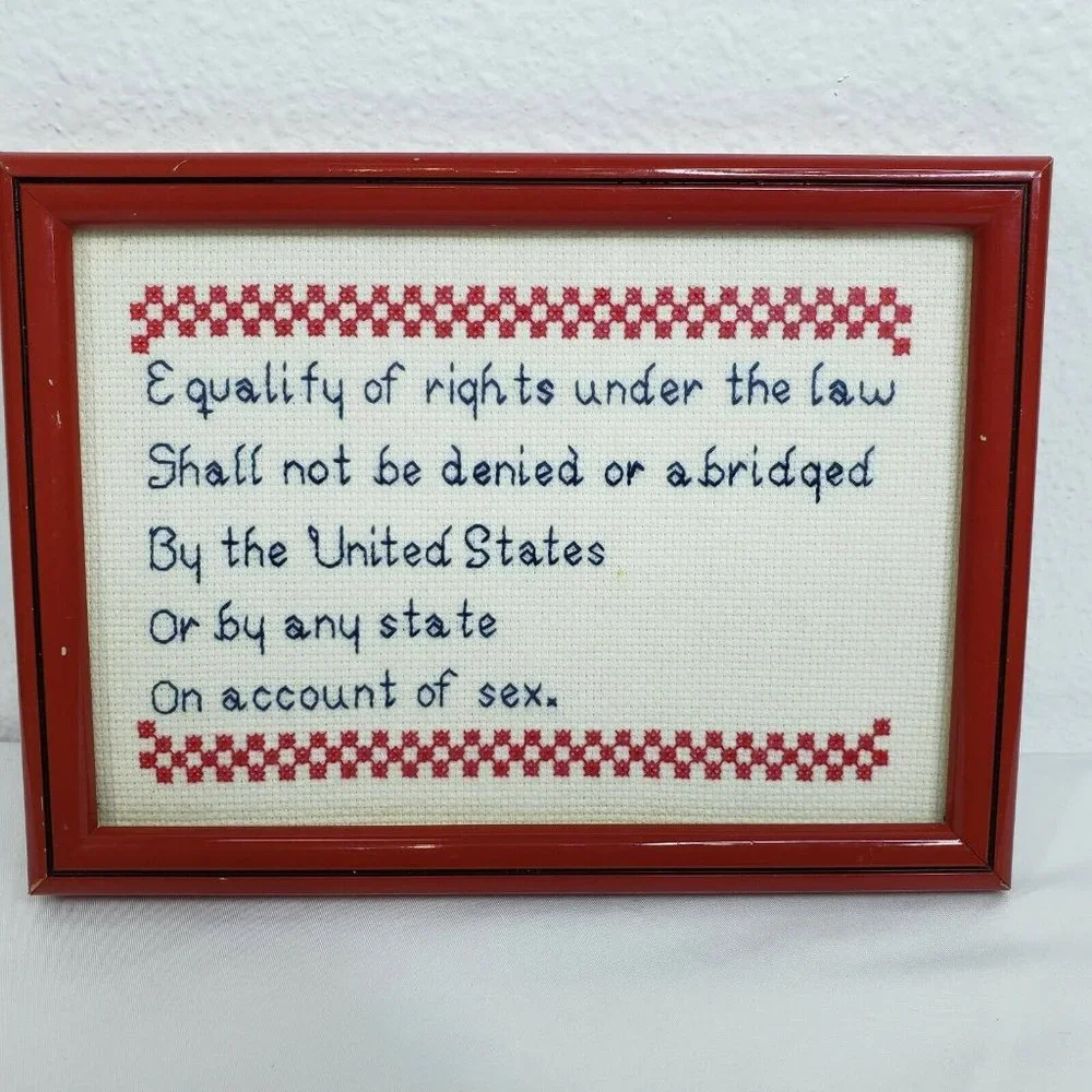Vintage Equal Rights Cross Stitch Embroidered Sampler‎ Finished Framed Feminism